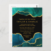 Blauwgroen blauw en goudgekleurd rond Briefkaart (Voorkant / Achterkant)