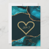 Blauwgroen blauw en goudglitter Agate Wedding Kaart (Achterkant)