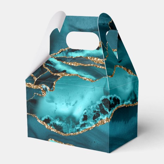 Blauwgroen blauw en goudglitteragaat bedankdoosjes (Achterkant)