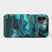Blauwgroen blauw en goudglitteragaat Case-Mate iPhone case (Achterkant (horizontaal))