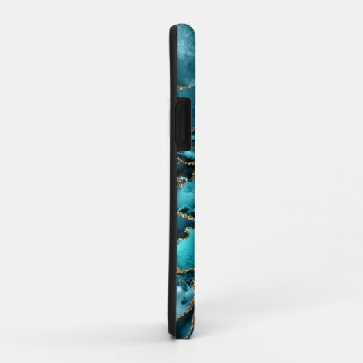 Blauwgroen blauw en goudglitteragaat Case-Mate iPhone case (Achterkant/rechts)