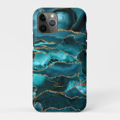 Blauwgroen blauw en goudglitteragaat Case-Mate iPhone case (Achterkant)