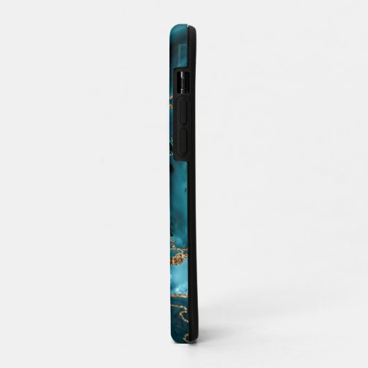 Blauwgroen blauw en goudglitteragaat Case-Mate iPhone case (Achterkant/links)