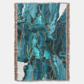 Blauwgroen blauw en goudglitteragaat deken (Voorkant Verticaal)