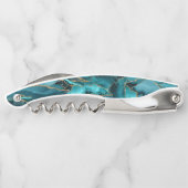 Blauwgroen blauw en goudglitteragaat kurkentrekker (Achterkant)