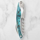 Blauwgroen blauw en goudglitteragaat kurkentrekker (Achterkant)