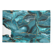 Blauwgroen blauw en goudglitteragaat kussensloop (Achterkant-Links)