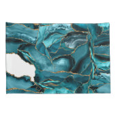 Blauwgroen blauw en goudglitteragaat kussensloop (Achterkant-Rechts)