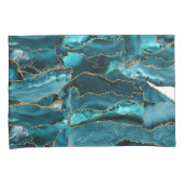 Blauwgroen blauw en goudglitteragaat kussensloop (Voorkant-Rechts)