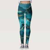Blauwgroen blauw en goudglitteragaat leggings (Voorkant)