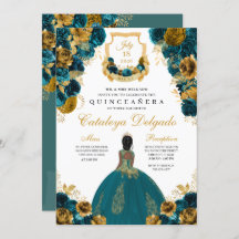 Blauwgroen blauw en goudgroen Elegant Quinceañera