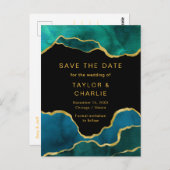 Blauwgroen blauw en goudkleurig gekleurd aggregaat briefkaart (Voorkant / Achterkant)