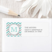 Blauwgroen Blauw en Grijs Modern Chevron met Monog Etiket (Insitu)