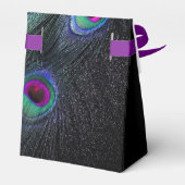 Blauwgroen Blauw en Heet Roze Peacock Bruiloft Bedankdoosjes (Achterkant)