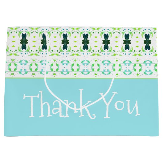 Blauwgroen blauw en kalkgroen groot cadeauzakje (Voorkant)