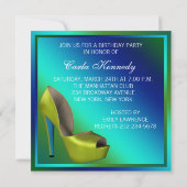 Blauwgroen blauw en limoen groen verjaardagsfeestj kaart (Achterkant)