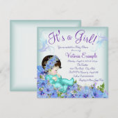 Blauwgroen blauw en Paarse Baby shower Kaart (Voorkant / Achterkant)