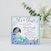 Blauwgroen blauw en Paarse Baby shower Kaart (Staand voorkant)