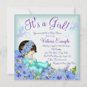 Blauwgroen blauw en Paarse Baby shower Kaart (Voorkant)