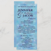 Blauwgroen blauw en Paarse bruiloft Programmakaart (Voorkant / Achterkant)