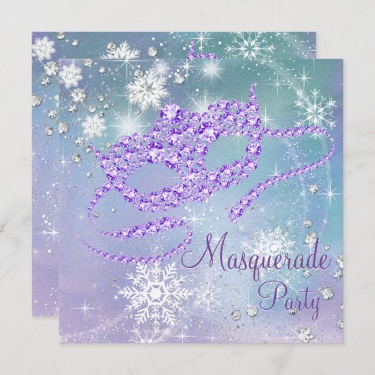 Blauwgroen blauw en Paarse sneeuwvlok Masquerade P Kaart (Voorkant / Achterkant)