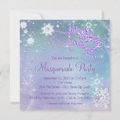 Blauwgroen blauw en Paarse sneeuwvlok Masquerade P Kaart (Achterkant)