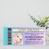 Blauwgroen blauw en Paarse ticket verjaardagsfeest Kaart (Staand voorkant)