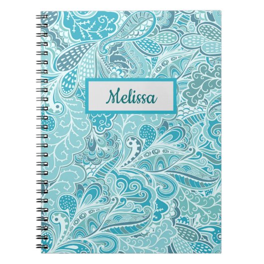 Blauwgroen blauw en paisley notitieboek (Voorkant)