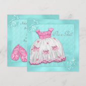 Blauwgroen blauw en roze Baby shower Kaart (Voorkant / Achterkant)