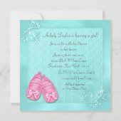 Blauwgroen blauw en roze Baby shower Kaart (Achterkant)