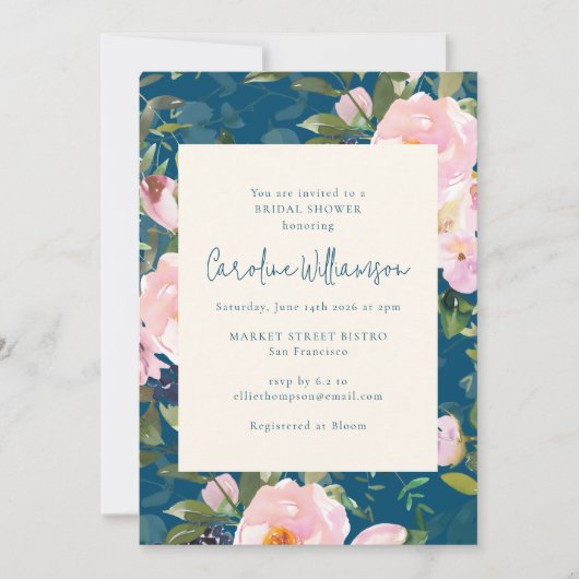 Blauwgroen blauw en roze botanische flora Vrijgeze Kaart (Voorkant)