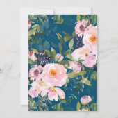 Blauwgroen blauw en roze botanische flora Vrijgeze Kaart (Achterkant)