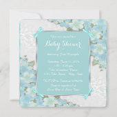 Blauwgroen blauw en roze ooievaar Baby shower Kaart (Achterkant)
