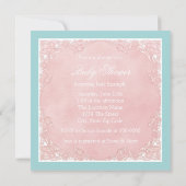 Blauwgroen blauw en roze  ooievaar Baby shower Kaart (Achterkant)