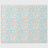 Blauwgroen Blauw en Sinaasappel Polka Dots Verpakk Cadeaupapier (Vlak)