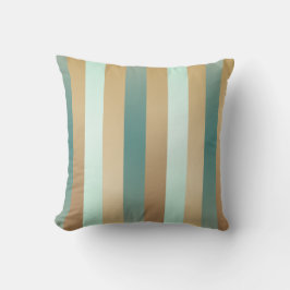 Blauwgroen Blauw en Tan Veelkleurige Strepen Kussen