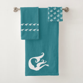 blauwgroen blauw en wit bad handdoek