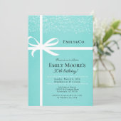 Blauwgroen blauw en wit cadeau verjaardagsfeestje  kaart (Staand voorkant)