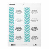 Blauwgroen blauw en wit Chevron Pattern 2 Etiket (Full Sheet)