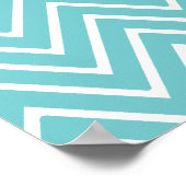 Blauwgroen blauw en wit Chevron Pattern 2 Poster (Hoek)