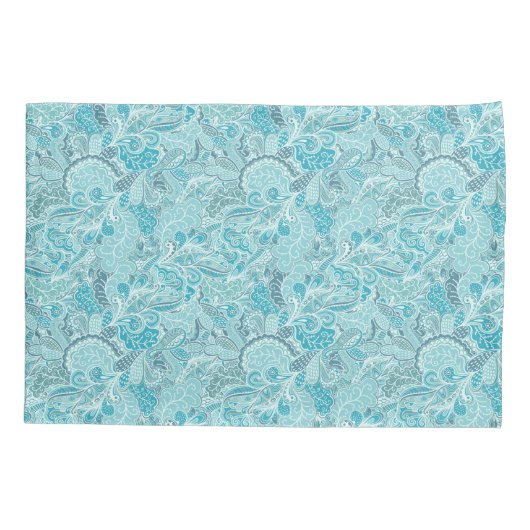 Blauwgroen blauw en wit Elegant Paisley Kussensloop (Achterkant)