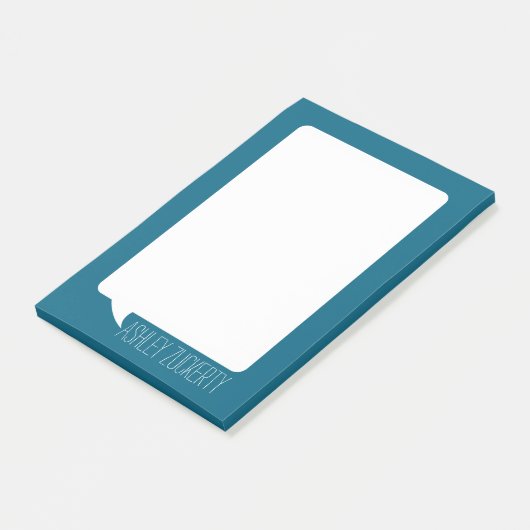 Blauwgroen Blauw en Wit Gesprek Bubble Gepersonali Post-it® Notes (Schuin)