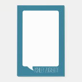 Blauwgroen Blauw en Wit Gesprek Bubble Gepersonali Post-it® Notes (Voorkant)