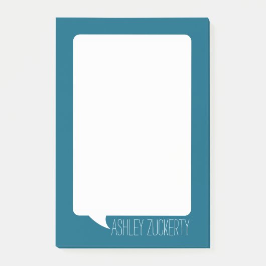 Blauwgroen Blauw en Wit Gesprek Bubble Gepersonali Post-it® Notes (Voorkant)