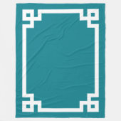 Blauwgroen Blauw en Wit Grieks Sleutelgrens Fleece Deken (Voorkant)