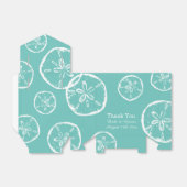 Blauwgroen blauw en wit sanddollar shell bruiloft bedankdoosjes (Uitgevouwen)