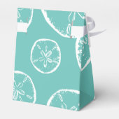 Blauwgroen blauw en wit sanddollar shell bruiloft bedankdoosjes (Achterkant)