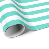 Blauwgroen blauw en wit Stripe Patroon Cadeaupapier (Rol Hoek)