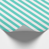Blauwgroen blauw en wit Stripe patroon Cadeaupapier (Hoek)