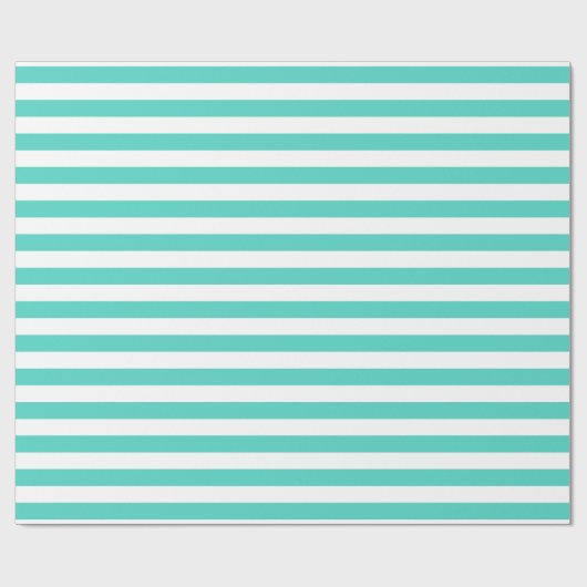 Blauwgroen blauw en wit Stripe patroon Cadeaupapier (Vlak)